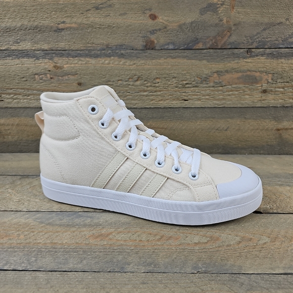 adidas Bravado Mid Women's Skateboarding Casual Canvas Shoe Beige White - Picture 2 of 10